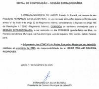 Edital de Convocação - Sessão Extraordinária